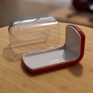 Joie Plastic Butter Dish, Red/White